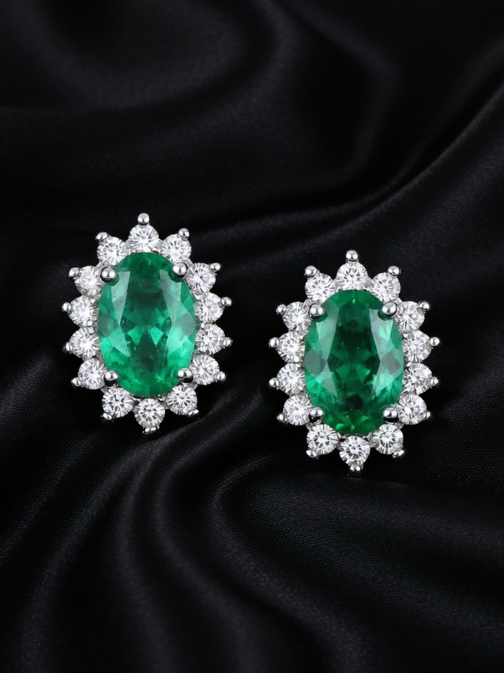 White Gold plated Sterling Silver Gemstone/Birthstone stud earrings
